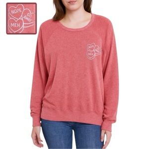 Wildfox Meh Candy Hearts Raspberry Pink Sweatshirt S Galentine